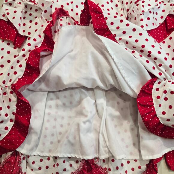 Pom Pom Red Polka Dot Dress Ruffles and Bows Girls Sz XL Girly - Picture 11 of 15